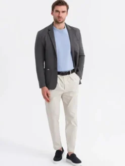 Ombre Marynarka OM-BLZB-0101 Szary Slim Fit