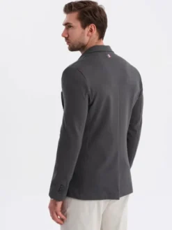 Ombre Marynarka OM-BLZB-0101 Szary Slim Fit