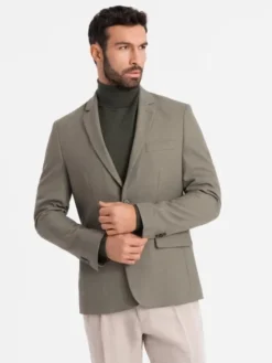 Ombre Marynarka OM-BLZB-0135 Zielony Slim Fit