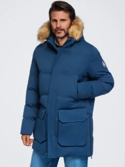 Ombre Parka OM-JALJ-0310 Granatowy Loose Fit