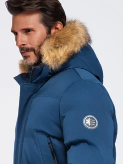 Ombre Parka OM-JALJ-0310 Granatowy Loose Fit