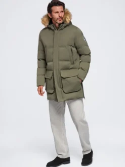 Ombre Parka OM-JALJ-0310 Zielony ciemny Loose Fit