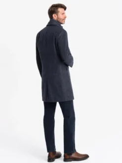 Ombre Płaszcz OM-COWC-0121 Granatowy Regular Fit