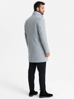 Ombre Płaszcz OM-COWC-0120 Szary Regular Fit