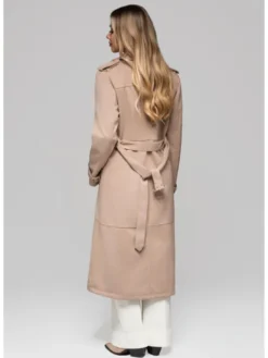 Ombre Płaszcz OW-COLC-0107 Beżowy Regular Fit