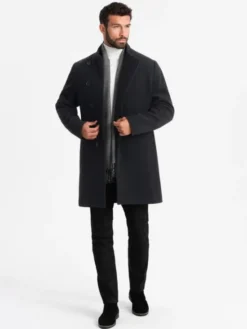 Ombre Płaszcz przejściowy OM-COWC-0141 Czarny Regular Fit