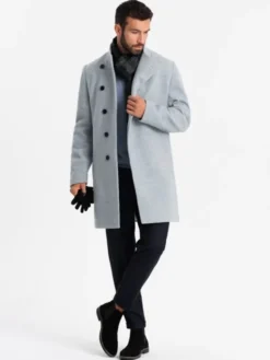 Ombre Płaszcz przejściowy OM-COWC-0141 Szary Regular Fit