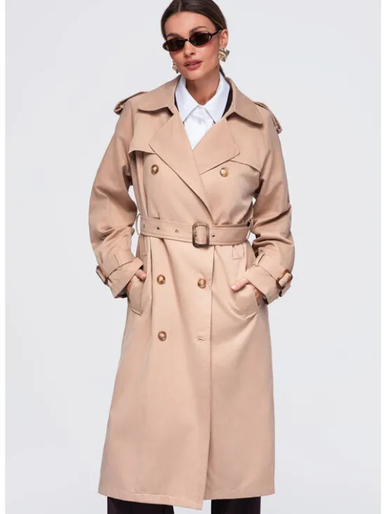Ombre Płaszcz przejściowy OW-COLC-0121 Beżowy Regular Fit