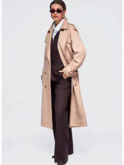 Ombre Płaszcz przejściowy OW-COLC-0121 Beżowy Regular Fit
