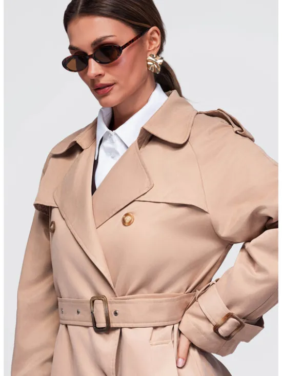 Ombre Płaszcz przejściowy OW-COLC-0121 Beżowy Regular Fit