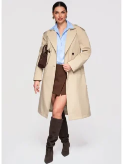 Ombre Płaszcz przejściowy OW-COLC-0117 Beżowy Regular Fit