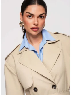 Ombre Płaszcz przejściowy OW-COLC-0117 Beżowy Regular Fit
