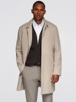 Ombre Płaszcz zimowy OM-COLC-0144 Beżowy Regular Fit