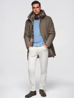 Ombre Płaszcz zimowy OM-COWC-0132 Brązowy Regular Fit