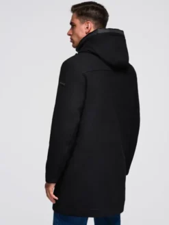 Ombre Płaszcz zimowy OM-COWC-0132 Czarny Regular Fit