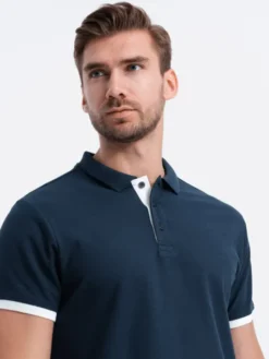 Ombre Polo OM-POSS-0113 Granatowy Fitting Fit