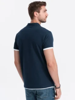Ombre Polo OM-POSS-0113 Granatowy Fitting Fit