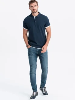Ombre Polo OM-POSS-0113 Granatowy Fitting Fit