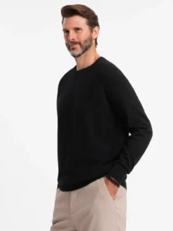 Ombre Sweter OM-SWSW-0144 Czarny Regular Fit