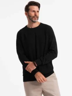 Ombre Sweter OM-SWSW-0144 Czarny Regular Fit