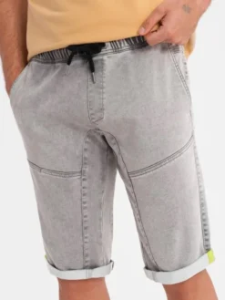 Ombre Szorty jeansowe OM-SRDS-0135 Szary Regular Fit