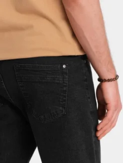 Ombre Szorty jeansowe OM-SRDS-0134 Czarny Regular Fit