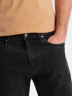 Ombre Szorty jeansowe OM-SRDS-0134 Czarny Regular Fit