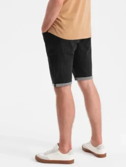 Ombre Szorty jeansowe OM-SRDS-0134 Czarny Regular Fit