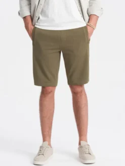 Ombre Szorty materiałowe OM-SRBS-0149 Zielony Regular Fit