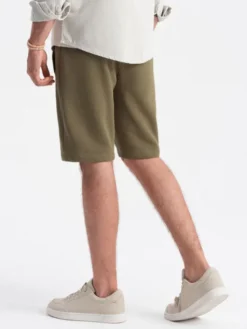 Ombre Szorty materiałowe OM-SRBS-0149 Zielony Regular Fit