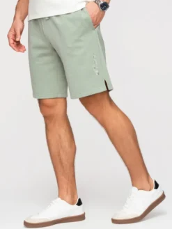 Ombre Szorty materiałowe OM-SRSK-0196 Zielony jasny Regular Fit