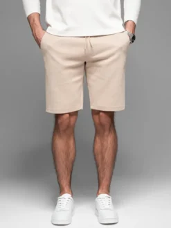 Ombre Szorty materiałowe OM-SRCS-0168 Beżowy Slim Fit