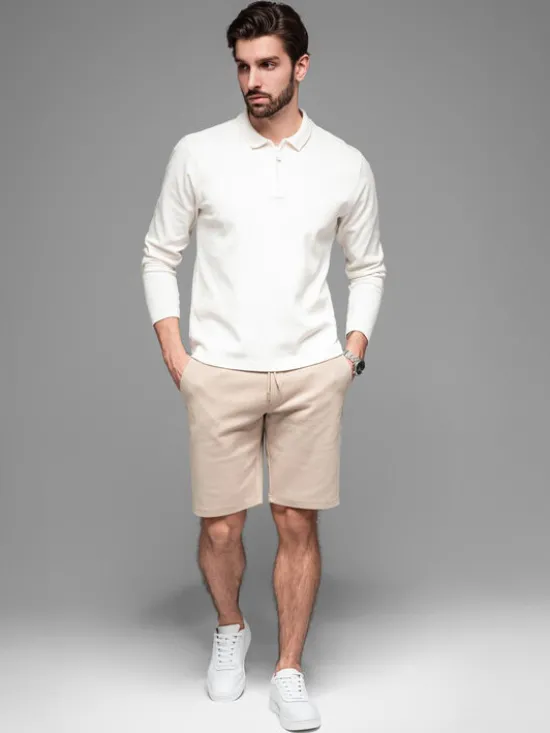 Ombre Szorty materiałowe OM-SRCS-0168 Beżowy Slim Fit