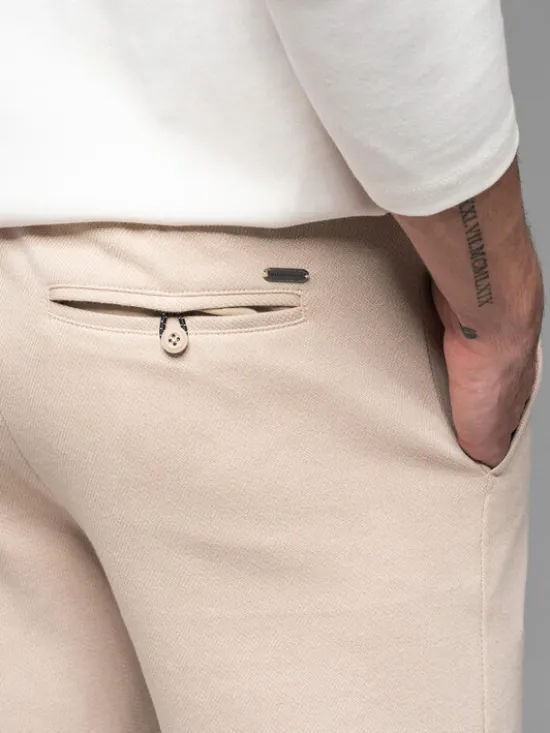 Ombre Szorty materiałowe OM-SRCS-0168 Beżowy Slim Fit