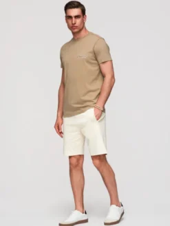 Ombre Szorty materiałowe OM-SRBS-0205 Kremowy Relaxed Fit