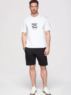 Ombre Szorty materiałowe OM-SRBS-0205 Czarny Relaxed Fit