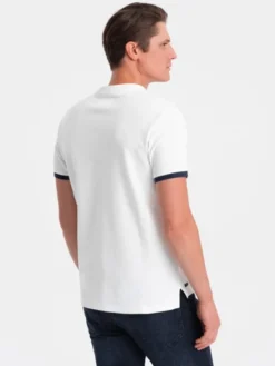 Ombre T-Shirt OM-TSCT-0156 Biały Regular Fit