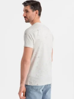 Ombre T-Shirt OM-TSFP-0187 Biały Regular Fit