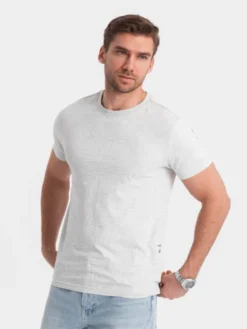 Ombre T-Shirt OM-TSFP-0182 Szary Regular Fit