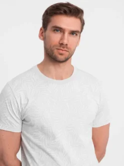 Ombre T-Shirt OM-TSFP-0182 Szary Regular Fit