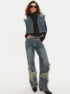 One Teaspoon Kamizelka 26512 Niebieski Relaxed Fit