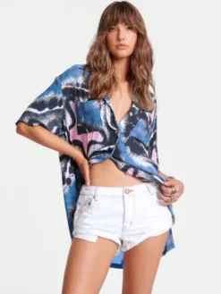 One Teaspoon Szorty jeansowe Bandits 22971A Biały Relaxed Fit