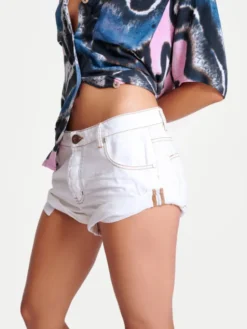 One Teaspoon Szorty jeansowe Bandits 22971A Biały Relaxed Fit