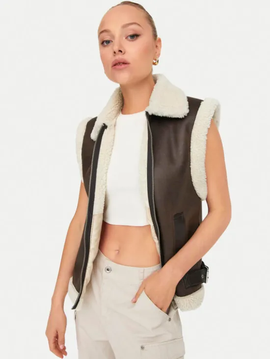 ONLY Bezrękawnik Betty 15322433 Brązowy Regular Fit