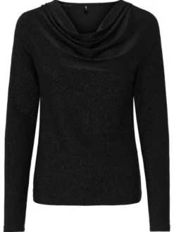 ONLY Bluzka Rich 15360265 Czarny Regular Fit
