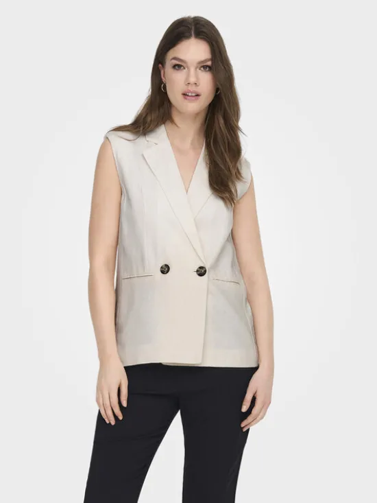 ONLY Kamizelka Caro 15278794 Biały Loose Fit