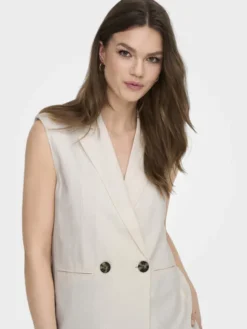 ONLY Kamizelka Caro 15278794 Biały Loose Fit