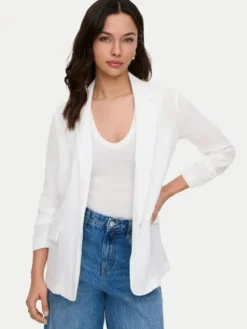 ONLY Marynarka Lita 15370275 Biały Regular Fit
