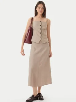 ONLY Spódnica midi Goa 15363690 Beżowy Regular Fit