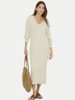 ONLY Sukienka dzianinowa Tessa 15353117 Beżowy Regular Fit